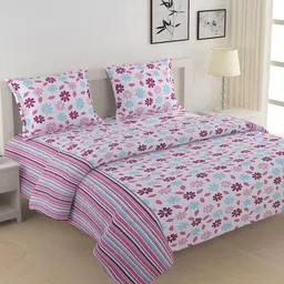 SWAYAM Unisex Brown & Pink 4 Pc Printed Bedding Set-image-26