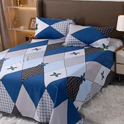 JC HOME Blue Printed Double Queen Bedding Set-image-20