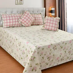 BREVARD Pink & Cream Floral Superfine Double King Bedding Set-16
