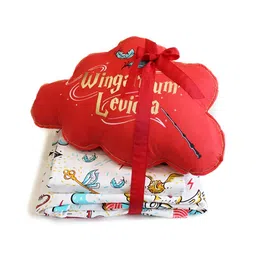 Silverlinen Kids Red & Blue Printed 5 Piece Double Queen Superfine Pure Cotton Bedding Set-34