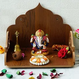eCraftIndia Brown & White Laminated Wood Pooja Temple Mandir-image-75