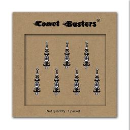 Comet Busters Black & Silver-Toned Embellished Reusable Designer Bindis - 7 Pcs image 1