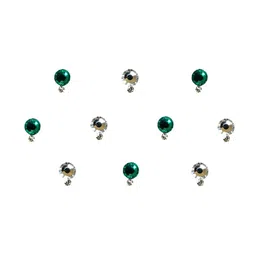 Comet Busters Teal Green & Silver-Coloured Set Of 10 Embellished Bindis image 1