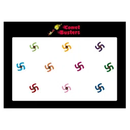 Comet Busters 10 Pcs Embellished Reusable Swastika-Shaped Designer Bindis - Multicoloured-16