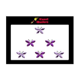 Comet Busters 6 Pcs Embellished Reusable Designer Butterfly-Shaped Bindis - Purple-16