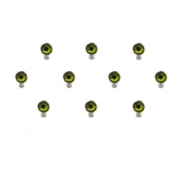 Comet Busters 10 Pcs Embellished Reusable Designer Bindis - Olive Green image 3