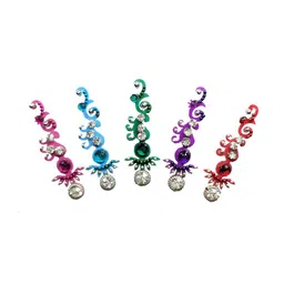 Comet Busters 5 Pcs Multicoloured Curved Shape Stone Studded Bindi image 2