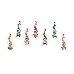 Comet Busters 7 Pcs Multicoloured Floral Shaped Stone Studded Bindi image 2