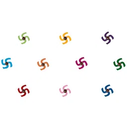 Comet Busters 10 Pcs Embellished Reusable Swastika-Shaped Designer Bindis - Multicoloured image 3