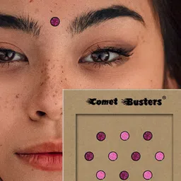 Comet Busters 10 Pcs Circular Reusable Designer Bindis - Pink image 3