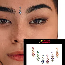 Comet Busters 6 Pcs Multicoloured Curved Shape Stone Studded Bindi image 3