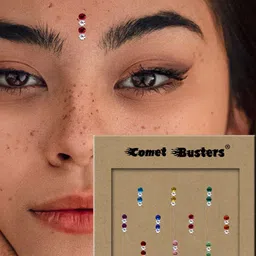 Comet Busters Multicoloured Embellished Reusable Designer Bindis - 10 Pcs image 3