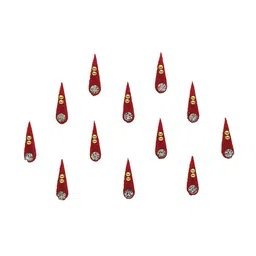 Comet Busters Red Embellished Handcrafted Traditional Designer Bindis - 12 Pcs image 3