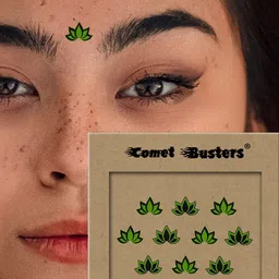 Comet Busters Green & Black Lotus Shaped Reusable Designer Bindis - 10 Pcs image 3
