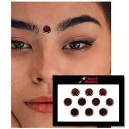 Comet Busters 10 Pcs Maroon Circular Shaped Beaded Bindi image 3