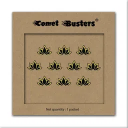 Comet Busters Black & Gold Toned Lotus Shaped Reusable Designer Bindis - 10 Pcs image 4