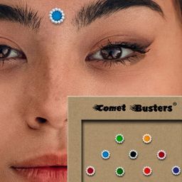 Comet Busters Multicoloured Embellished Handcrafted Traditional Designer Bindis - 12 Pcs image 4