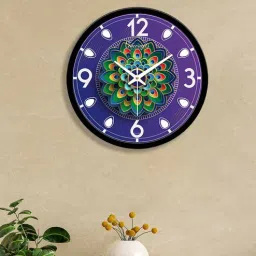 vibecrafts Peacock Feathers Multicolour Plastic Wall Clock-picture-27