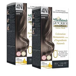 Aequo Organic Set of 2 Permanent Cream Hair Color 120ml each - Cafe Medium Brown 4N-18