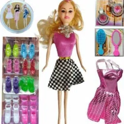 Style Wardrobe Doll Set for Girls, Doll Toy for Kids (Multicolor) (Multicolor)-picture-33