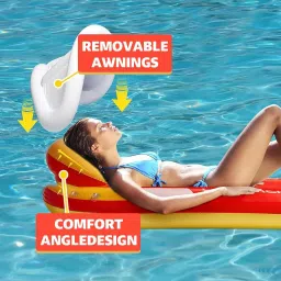 water fountain Inflatable Pool Lounger Sun Visor Headrest Floating Bed Inflatable Swimming Mats image 5