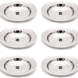 10 Inches Heavy Stainless Steel Deep Soup/ Gravy Plate | Set of 6 Dinner Plates Rice Plates-13