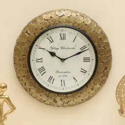 vedas Rolling Coins Heritage Wooden Polished Wall Clock with Dial Small-picture-27