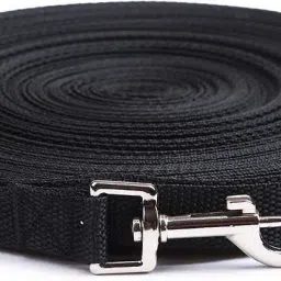 Dog Training Cotton Nylon Webbing Line Leash (Black, 3 m/10ft) Dog Training Long Rope Cotton Nylon Webbing Recall Obedience Line Leash for Pet 1.inch, (BLACK) 10.Feet Long Dog Strap Leash (BLACK) Dog Leash-26