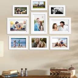 art street Valeria<br />Set Of 9 White Synthetic Wood Collage Photo Frames-picture-34