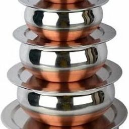 Serving Handi Set with Lid Copper Bottom Stainless Steel Cooking Pot Serving F0 4.7 inch, 5.5 inch, 6.2 inch, 6.6 inch, 7.4 inch Lid Set, Pack of 5-17