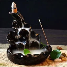 Religious Idols of Lord Shiva Smoke Backflow Incense Burner with 10 free Cone in Sticks for Home Decor| Burner for Car D�cor, Gifts | Waterfall| Fountain|Statue for car| Figurines Decorative Showpiece-11 cm-5