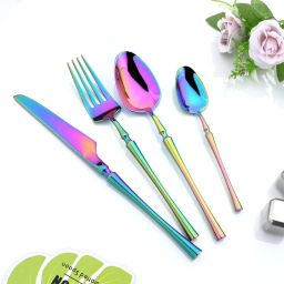Premium Rainbow Stainless Steel Spoon Set for Vibrant Dining Set of 1 (4Pcs) Stainless Steel Cutlery Set-12