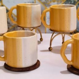 Pack of 6 Stoneware, Ceramic unique tea cups set | Ideal for Daily Use, Gifting, Occasions. 200ml-image-56