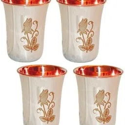 Set of 4 Pcs Design Copper Steel Water Glasses Glass Set Water/Juice Glass-picture-10