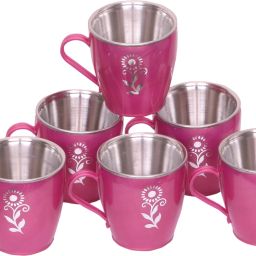 6 PCS (5O ML.) TEA TIME CUP Stainless Steel Coffee Mug-image-83