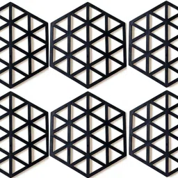 PVC Coaster Halka-A-Triangle-Black_6,Pack of 6 Silicone Trivet-18