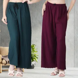 irha Pack of 2 Women Regular Fit Multicolor Viscose Rayon Trousers-picture-22