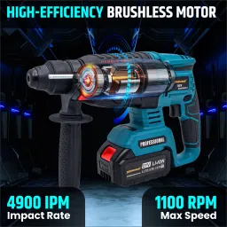 tomahawk T2270 Cordless Rotary Hammer Drill Machine Reversible for Drilling, Chiseling T2270 Rotary Hammer Drill image 2