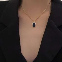 Piyush Enterprises Stylish Gold Plated Black Onyx Pendants Gold-plated Onyx Brass Pendant-image-3