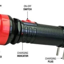 vr bright lite OS-123C 1W lesser hasru LED Hi - Bright Rechargeable Torch (Black, Red ) 10 hrs Torch Emergency Light image 3