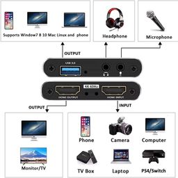 coolcold Capture Card, 4K USB 3.0 HDMI Game Video Capture Card with HDMI Loop-Out 1080P 60FPS Live Streaming Game Recorder Device, Compatible Windows Linux OBS OS X Twitch for PS3 PS4 (Black) image 2