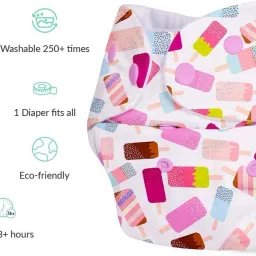 rotation Reusable Button Diaper Multi Color Pack of 4 Diaper & 4 Black 5 layer Insert image 3