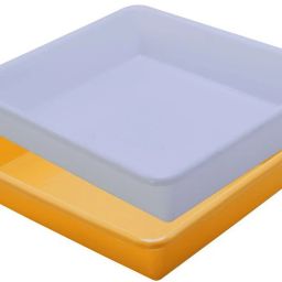 Plastic Exel Small Tray For Home/Office/Kitchen, 2 pc Tray 2 Ltr, White Yellow Tray-image-100