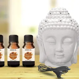 PEEPRESION Electric Ceramic Buddha Head Oil Diffuser With 3-Sandalwood Aroma Oil (10ml Each Fragrance Your Home, Office, Spa, Hotel Diffuser-11