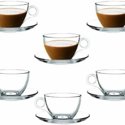 Pack of 6 Glass Clear Glass Coffee & Tea Cup/ Mug With Plate (150 Ml), Pack Of 6-image-65