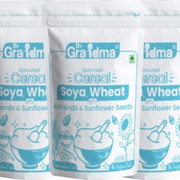 Sprouted Cereal Mix - Soya and Wheat with Almonds & Sunflower Seeds Instant baby Food For 6+ month babies | Preservative Free Instant Porridge Mix for 6 - 36 months babies | (Pack of 3) Cereal-image-86