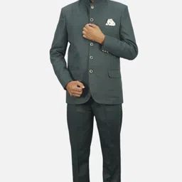 gargian master cut Men Mandarin Collar Solid Suit-picture-9