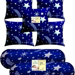 Combo Set Of 5 Cushion And 2 Microfibre Nature Bolster Pack of 7-image-98