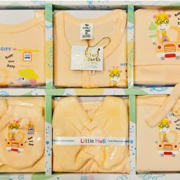 Little hub NEW BORN Nappy & Bib clothes gift set - 8 pcs (Peach color)-22