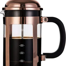 French Press Coffee Maker 600 ML with Neoprene Sleeve for Extra Protection, Copper 6 Cups Coffee Maker-image-1